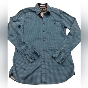 [3/M]Ted Baker Teal Patterned Stretch Shirt